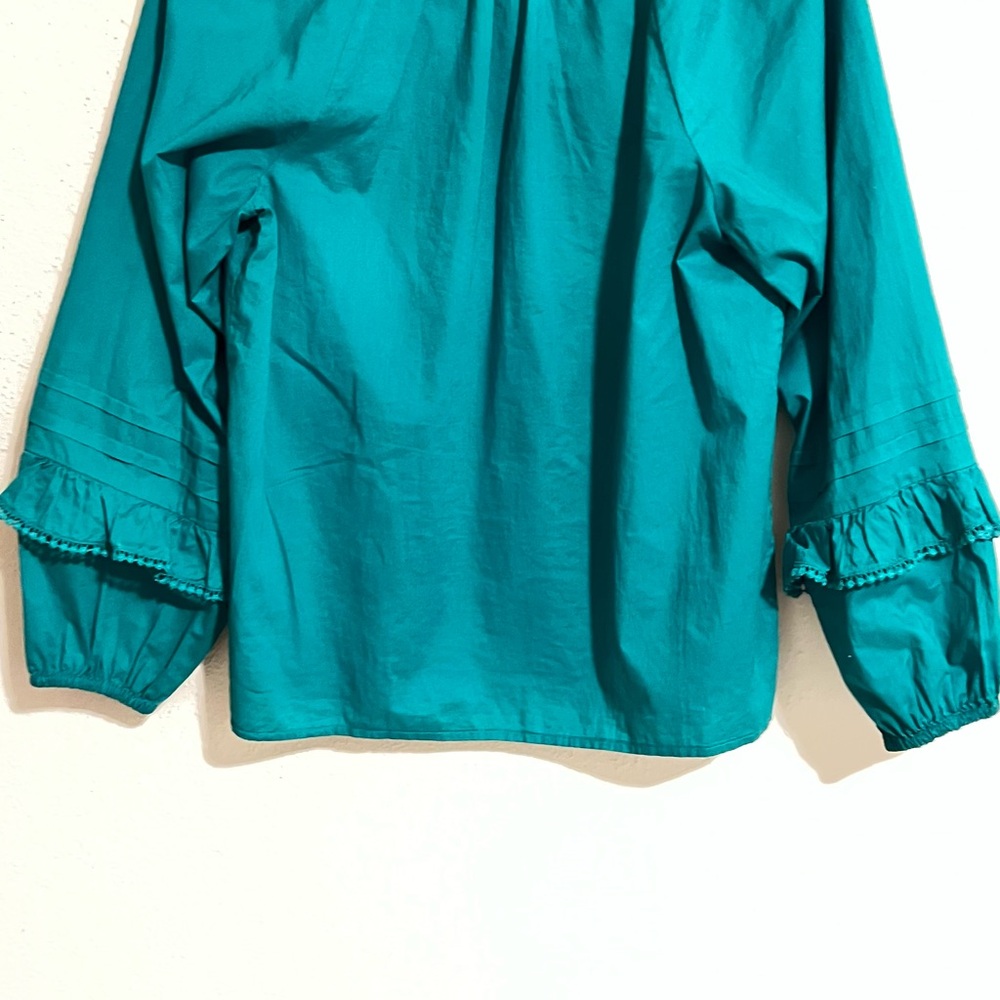 J. Crew Teal Ruffled Peasant Blouse - Picture 4 of 4
